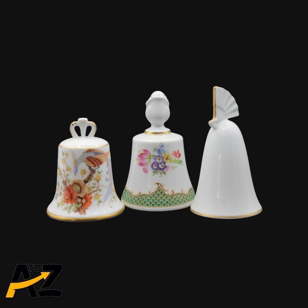 Lot of 3 Danbury Mint Bells - Bareuther, Kaiser,  Noritake
